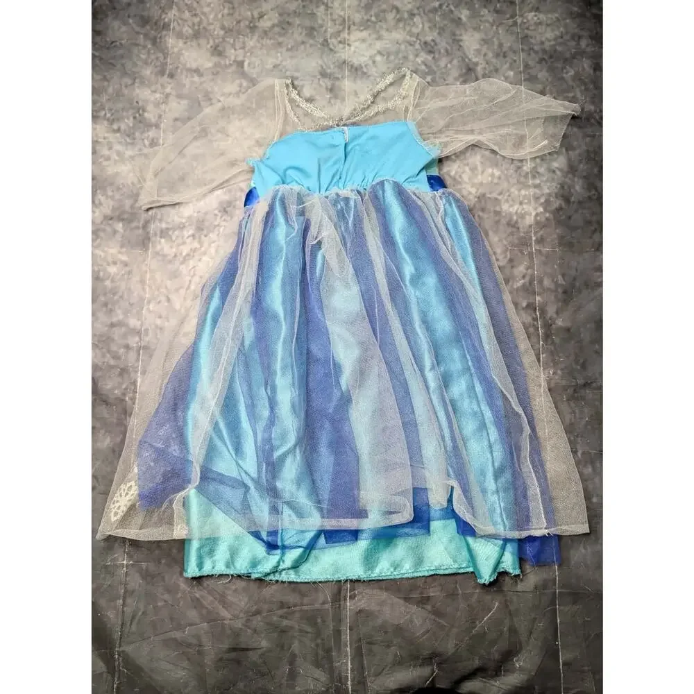DISNEY FROZEN ELSA PRINCESS DRESS HALLOWEEN COSTUME GIRLS SIZE 4-6X GLITTER